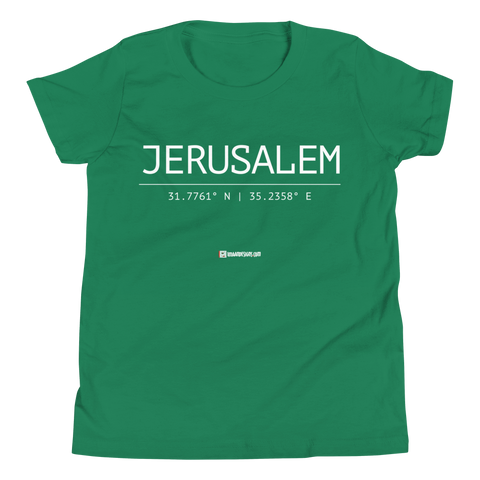 Holy Coordinates - Jerusalam - Bella + Canvas 3001 -Youth Short Sleeve T-Shirt
