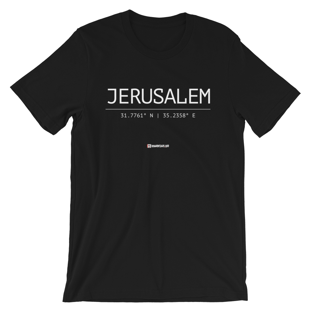 Holy Coordinates - Jerusalem - Bella + Canvas 3001 Adult Short-Sleeve Unisex T-Shirt