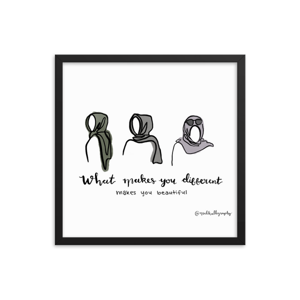 Different is Beautiful - Malikalligraphy Framed Poster